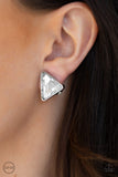 Paparazzi VINTAGE VAULT "Timeless In Triangles" White Clip On Earrings Paparazzi Jewelry
