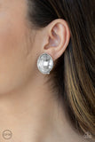 Paparazzi VINTAGE VAULT "Movie Star Sparkle" White Clip On Earrings Paparazzi Jewelry