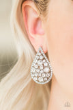 Paparazzi VINTAGE VAULT "REIGN-Storm" White Post Earrings Paparazzi Jewelry