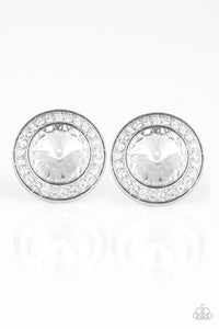 Paparazzi VINTAGE VAULT "What Should I BLING?" White Post Earrings Paparazzi Jewelry