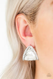 Paparazzi VINTAGE VAULT "Exalted Elegance" White Post Earrings Paparazzi Jewelry