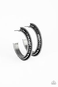 Paparazzi VINTAGE VAULT "Retro Reverberation" Silver Earrings Paparazzi Jewelry