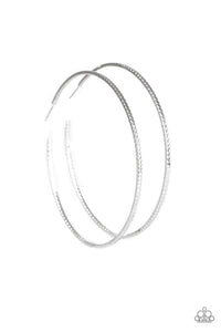 Paparazzi "Shimmer Maker" Silver Textured Hoop Earrings Paparazzi Jewelry