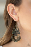 Paparazzi "Teardrop Tempo" Brass Teardrop Filigree Fringe Earrings Paparazzi Jewelry