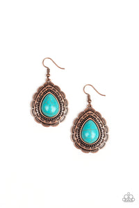 Paparazzi "Mountain Mover" Copper Teardrop Blue Turquoise Stone Earrings Paparazzi Jewelry