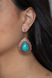 Paparazzi "Mountain Mover" Copper Teardrop Blue Turquoise Stone Earrings Paparazzi Jewelry
