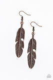 Paparazzi "Feathers QUILL Fly" Copper Earrings Paparazzi Jewelry