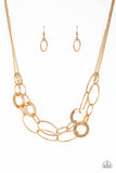 Paparazzi VINTAGE VAULT "Metallic Maverick" Gold Necklace & Earring Set Paparazzi Jewelry