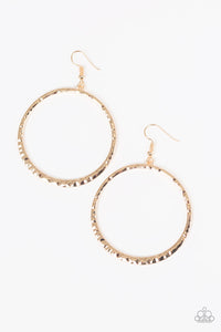 Paparazzi "So Sleek" Gold Hammered Hoop Earrings Paparazzi Jewelry