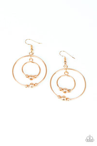 Paparazzi "Center of Attraction" Gold Bead Double Hoop Earrings Paparazzi Jewelry