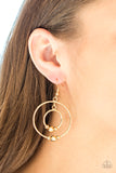 Paparazzi "Center of Attraction" Gold Bead Double Hoop Earrings Paparazzi Jewelry