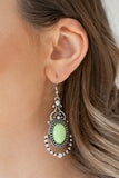 Paparazzi "CAMEO and Juliet" Green Bead Silver Ornate Frame Earrings Paparazzi Jewelry