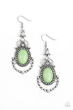 Paparazzi "CAMEO and Juliet" Green Bead Silver Ornate Frame Earrings Paparazzi Jewelry