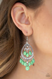 Paparazzi VINTAGE VAULT "Gorgeously Genie" Green Earrings Paparazzi Jewelry