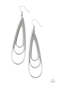 Paparazzi "Triple Ripple" Silver Earrings Paparazzi Jewelry