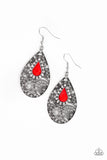 Paparazzi VINTAGE VAULT "Modern Monte Carlo" Red Earrings Paparazzi Jewelry