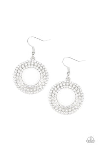 Paparazzi VINTAGE VAULT "Sparkle Splurge" White Earrings Paparazzi Jewelry