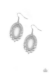 Paparazzi VINTAGE VAULT "Trophy Shimmer" White Earrings Paparazzi Jewelry