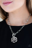 Paparazzi "Beautifully In Bloom" Silver Necklace & Earring Set Paparazzi Jewelry
