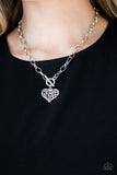 Paparazzi "Heart-Touching Harmony" Silver Necklace & Earring Set Paparazzi Jewelry