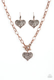 Paparazzi VINTAGE VAULT "Heart-Touching Harmony" Copper Necklace & Earring Set Paparazzi Jewelry