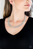 Paparazzi "Backstage Bravado" Silver Necklace & Earring Set Paparazzi Jewelry