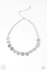 Paparazzi VINTAGE VAULT "Faster Than SPOTLIGHT" Silver Choker Necklace & Earring Set Paparazzi Jewelry