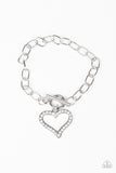 Paparazzi "March to a Different HEARTBEAT" White Bracelet Paparazzi Jewelry