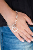Paparazzi "March to a Different HEARTBEAT" White Bracelet Paparazzi Jewelry