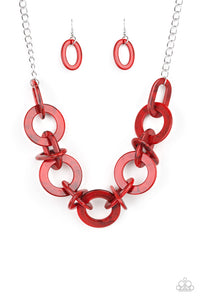 Paparazzi VINTAGE VAULT "Chromatic Charm" Red Necklace & Earring Set Paparazzi Jewelry