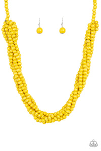 Paparazzi "Tahiti Tropic" Yellow Necklace & Earring Set Paparazzi Jewelry