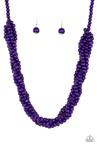 Paparazzi VINTAGE VAULT "Tahiti Tropic" Purple Necklace & Earring Set Paparazzi Jewelry