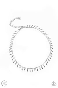 Paparazzi "PURR-fect Ten" Silver Choker Necklace & Earring Set Paparazzi Jewelry