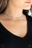 Paparazzi "PURR-fect Ten" Silver Choker Necklace & Earring Set Paparazzi Jewelry