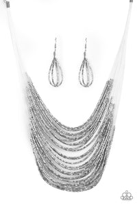 Paparazzi VINTAGE VAULT "Catwalk Queen" Silver Necklace & Earring Set Paparazzi Jewelry