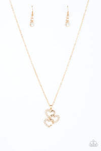 Paparazzi "Heart of Hearts" Gold Necklace & Earring Set Paparazzi Jewelry