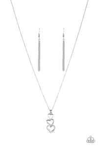 Paparazzi "Hearts Aflutter" Silver Necklace & Earring Set Paparazzi Jewelry