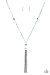 Paparazzi VINTAGE VAULT "Tassel Takeover" Blue Necklace & Earring Set Paparazzi Jewelry