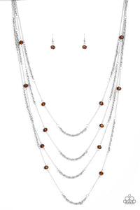 Paparazzi VINTAGE VAULT "Open For Opulence" Brown Necklace & Earring Set Paparazzi Jewelry