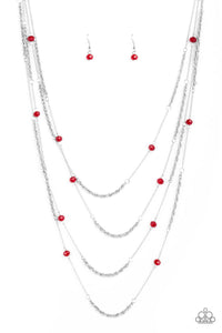 Paparazzi "Open For Opulence" Red Necklace & Earring Set Paparazzi Jewelry