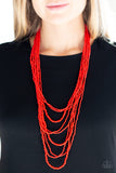 Paparazzi VINTAGE VAULT "Totally Tonga" Red Necklace & Earring Set Paparazzi Jewelry