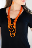 Paparazzi VINTAGE VAULT "Totally Tonga" Orange Necklace & Earring Set Paparazzi Jewelry