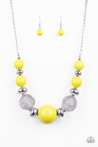 Paparazzi VINTAGE VAULT "Daytime Drama" Yellow Necklace & Earring Set Paparazzi Jewelry