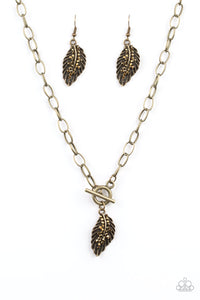 Paparazzi "Pilot Quest" Brass Necklace & Earring Set Paparazzi Jewelry