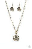 Paparazzi "Beautifully In Bloom" Brass Necklace & Earring Set Paparazzi Jewelry