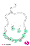 Paparazzi "An Open DISCussion" Green Necklace & Earring Set Paparazzi Jewelry