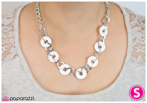 Paparazzi "An Open DISCussion" White Necklace & Earring Set Paparazzi Jewelry