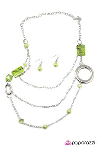 Paparazzi "Drizzled in Deco" Green Necklace & Earring Set Paparazzi Jewelry