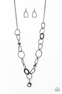 Paparazzi "Metro Nouveau" Black Lanyard Necklace & Earring Set Paparazzi Jewelry