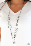 Paparazzi "Metro Nouveau" Black Lanyard Necklace & Earring Set Paparazzi Jewelry